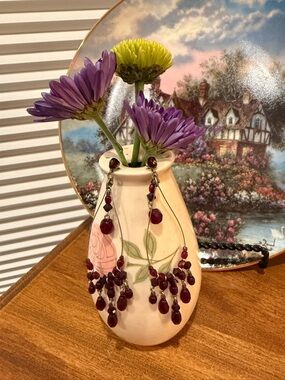 Elegant Burgundy Beaded Dangle Earrings - Women Jewelry